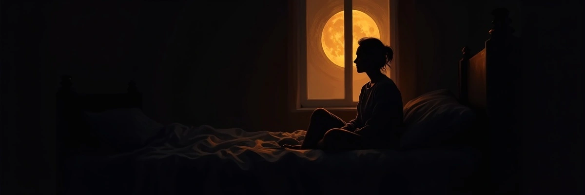 她在月光下坐起——他已經睡了，她的腦子才開始跑