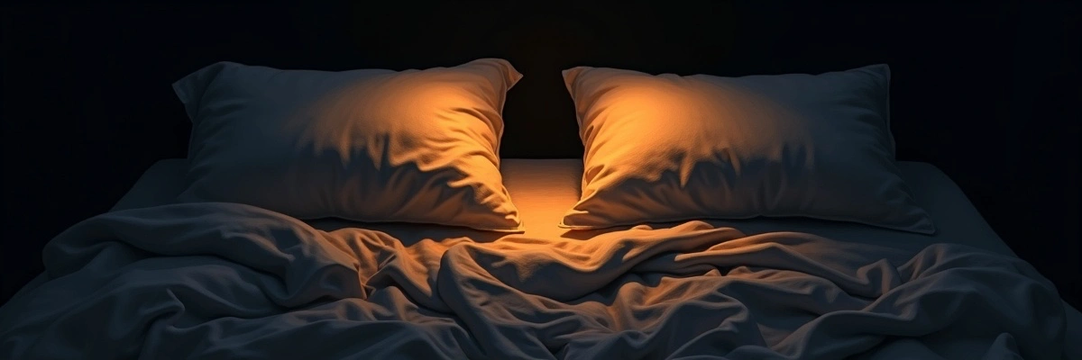 兩個枕頭之間的暖光間隙——同一張床上的兩個世界